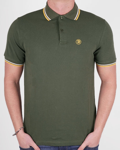 Trojan Twin Tipped Pique Polo Army