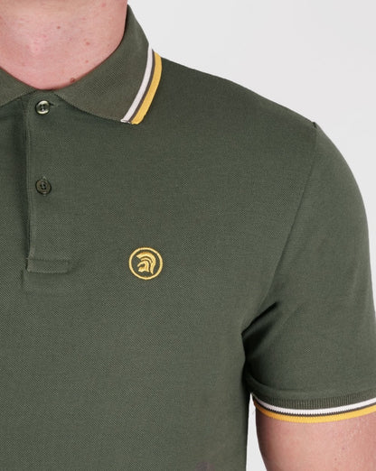 Trojan Twin Tipped Pique Polo Army