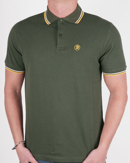 Trojan Twin Tipped Pique Polo Army