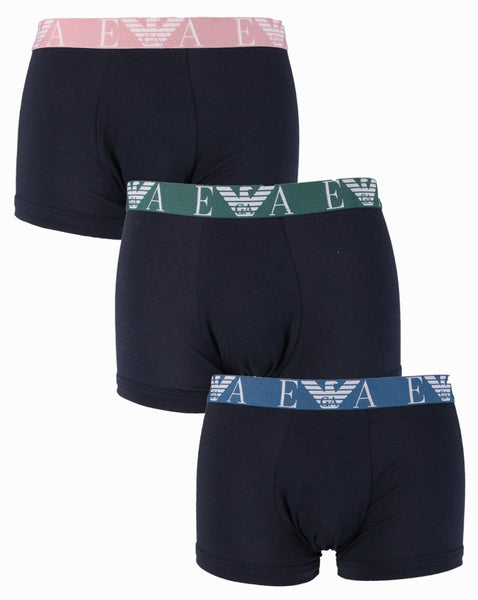 Emporio Armani 3 Pack Boxer Shorts Navy/Green/Pink