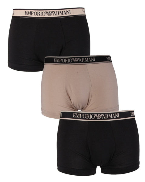 Emporio Armani 3 Pack Boxer Shorts Black/Beige