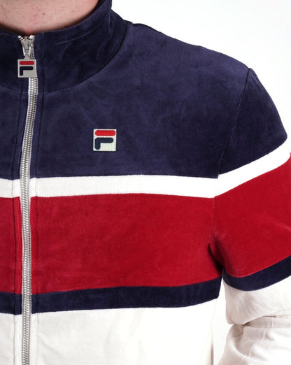 Fila Vintage Velour Track Top Gardenia Navy Red