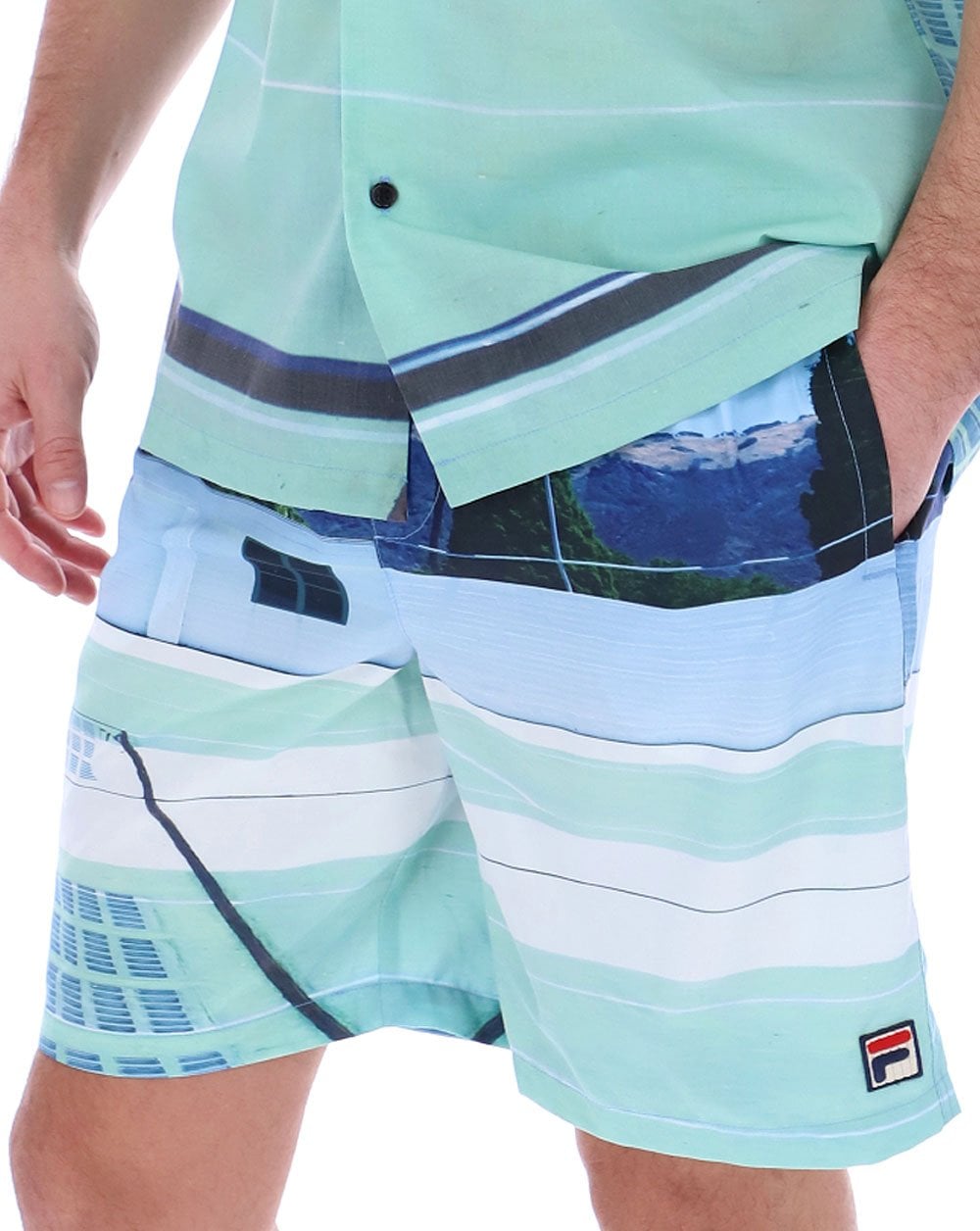 Fila Vintage Vito Long Swim Shorts Dusty Aqua
