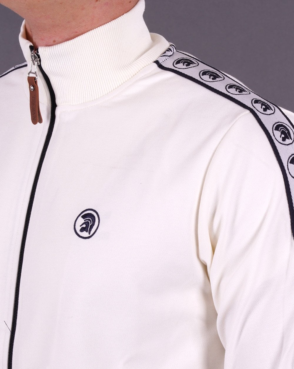 Trojan Taped Track Top Ecru