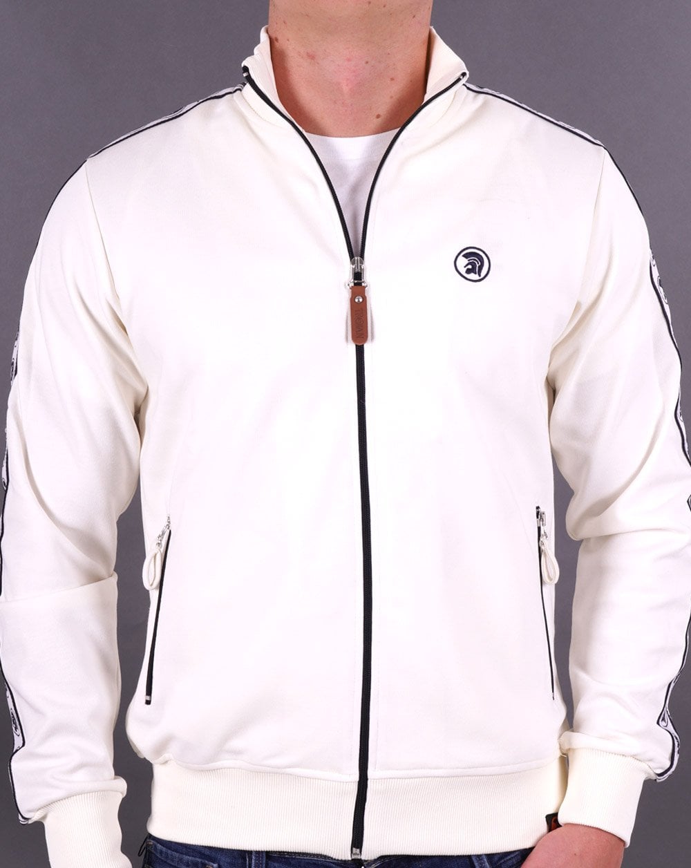 Trojan Taped Track Top Ecru