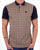 Trojan Gingham Check Panel Polo Navy/Camel