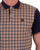 Trojan Gingham Check Panel Polo Navy/Camel