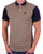 Trojan Gingham Check Panel Polo Navy/Camel