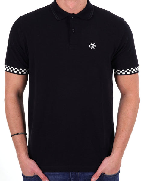 Trojan Chequerboard Trim Polo Black