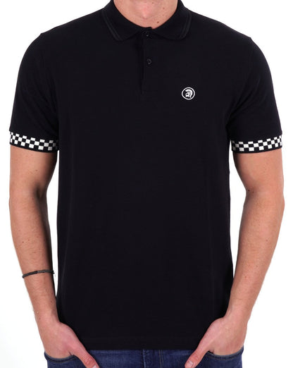 Trojan Chequerboard Trim Polo Black