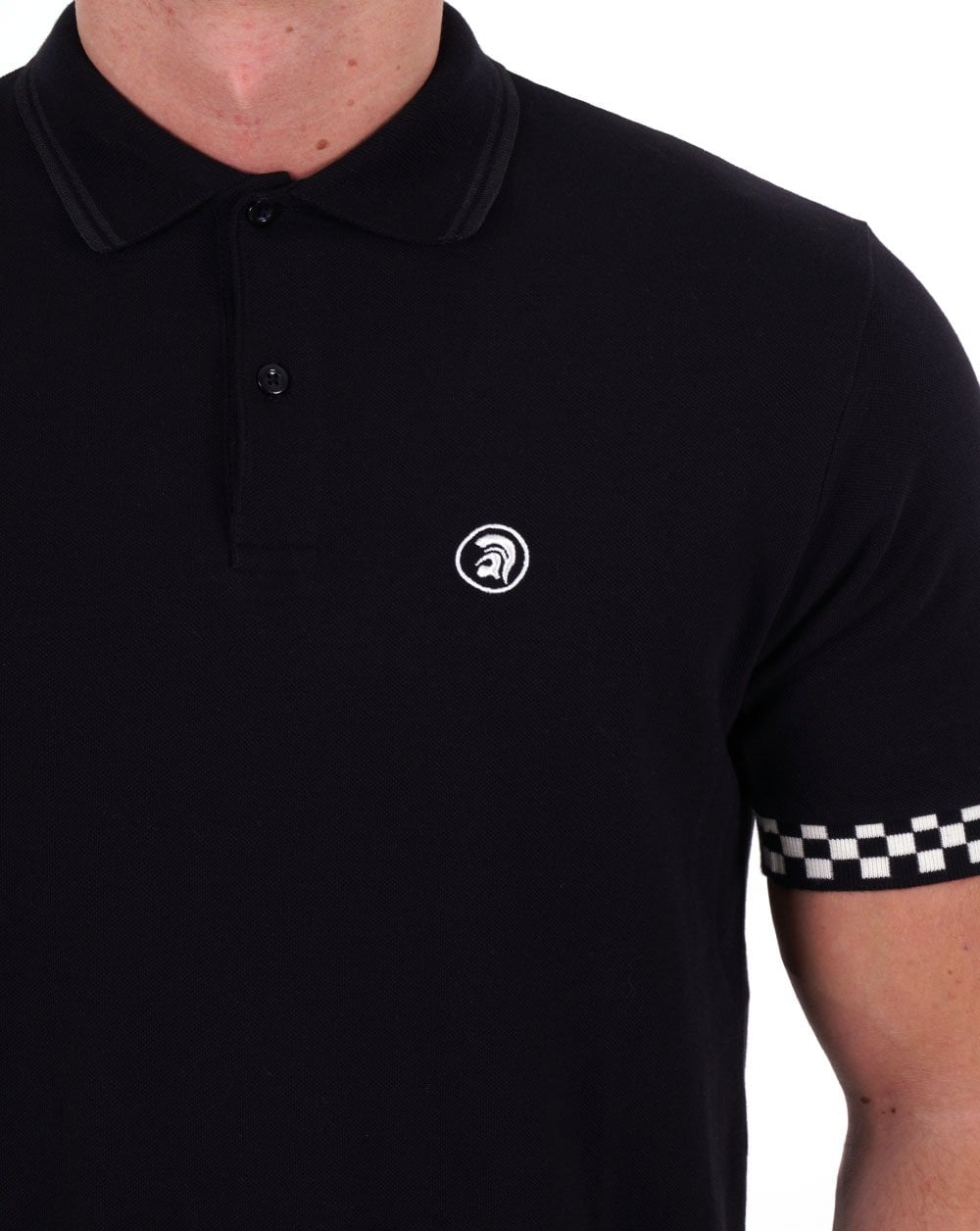 Trojan Chequerboard Trim Polo Black