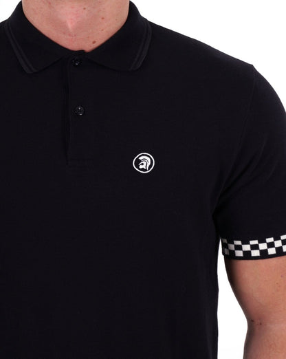 Trojan Chequerboard Trim Polo Black