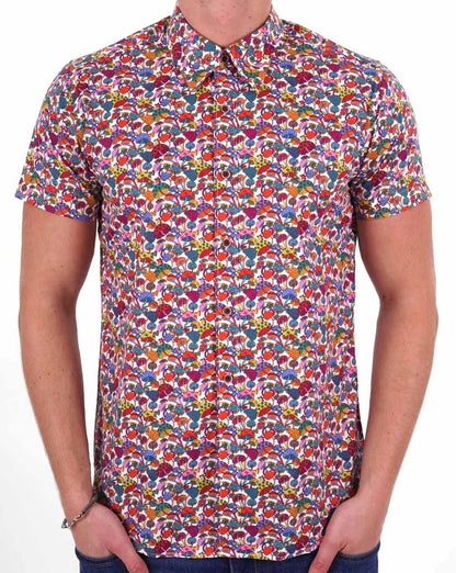 Gabicci Vintage Fincher Mushroom Print SS Shirt Siena