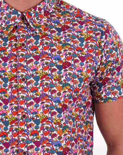 Gabicci Vintage Fincher Mushroom Print SS Shirt Siena