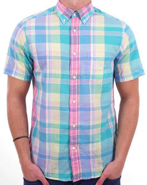 Gant Madras Short Sleeve Shirt Pink
