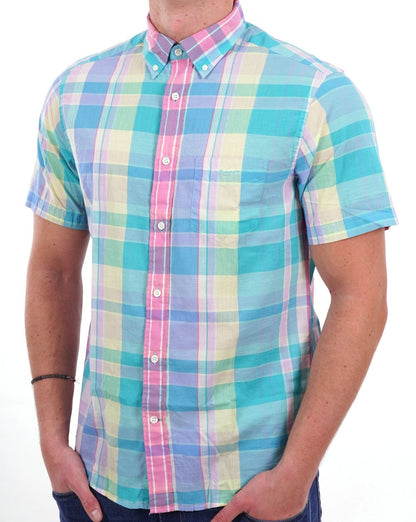 Gant Madras Short Sleeve Shirt Pink