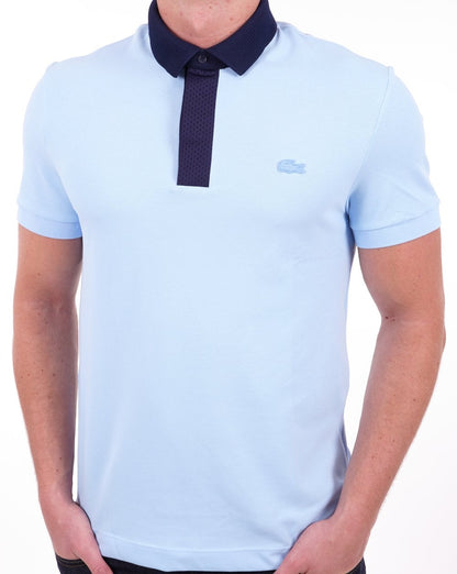 Lacoste Contrast Collar Polo Shirt Sky Blue/Navy