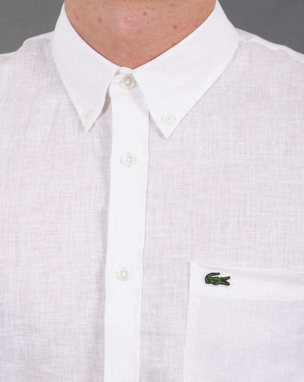 Lacoste Short Sleeve Linen Shirt White