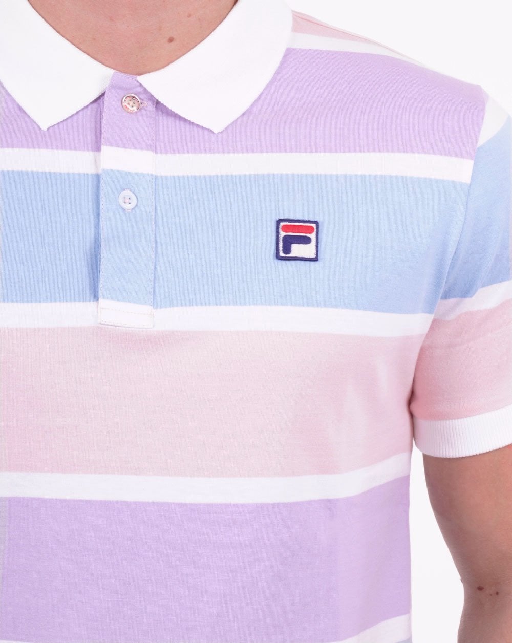 Fila Vintage Pastel Polo Shirt Pink Lilac Sky