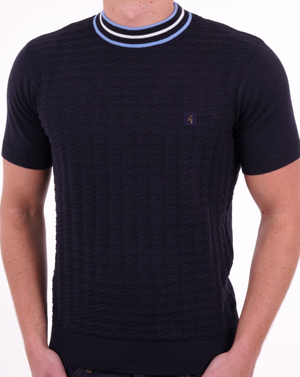 Gabicci Vintage Feltnor Turtle Neck Knit Tee Navy