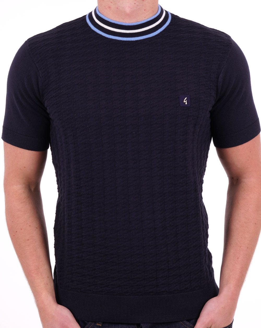 Gabicci Vintage Feltnor Turtle Neck Knit Tee Navy