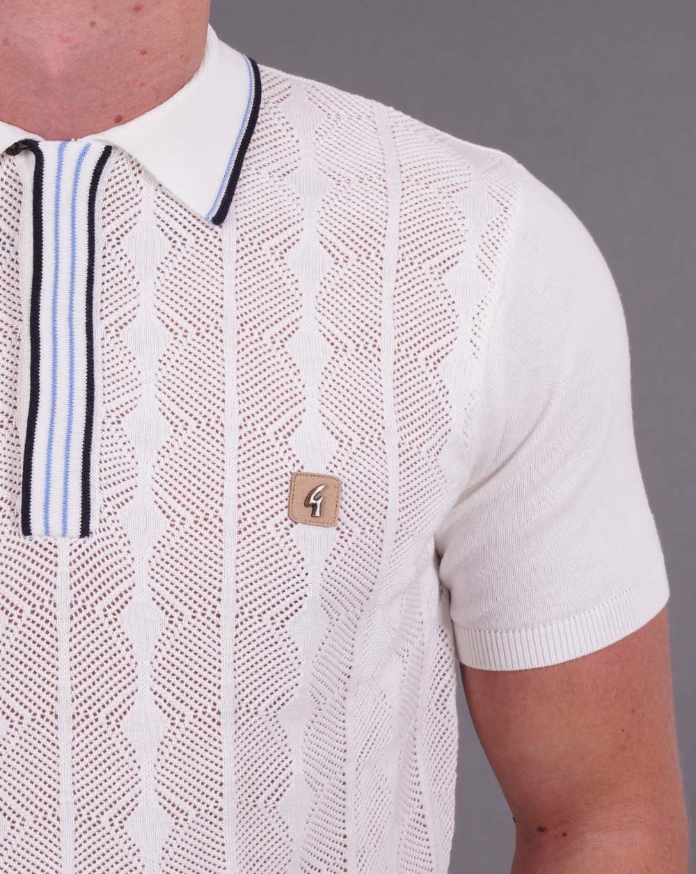 Gabicci Vintage Pinori Knit Polo White