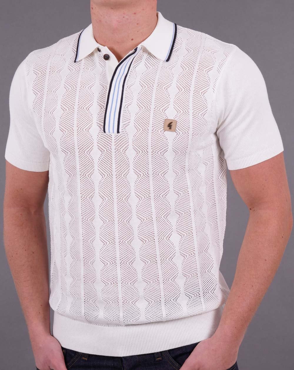 Gabicci Vintage Pinori Knit Polo White