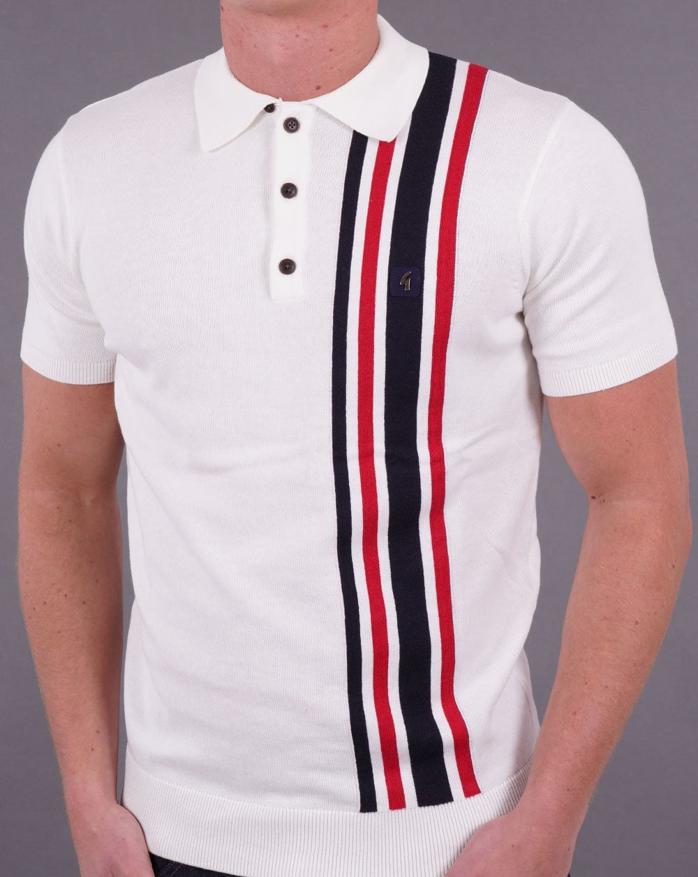 Gabicci Vintage Soda Knit Polo Off White