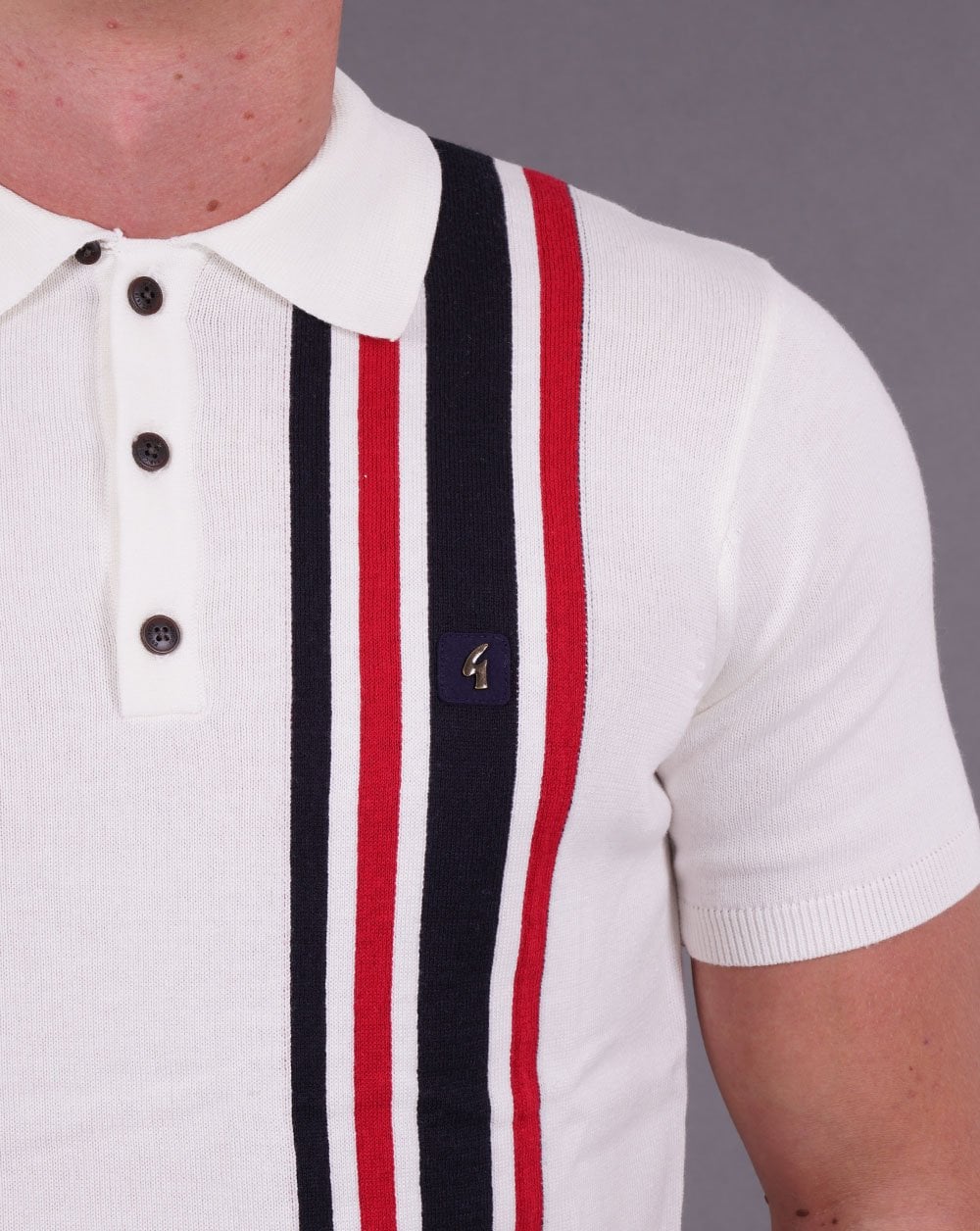 Gabicci Vintage Soda Knit Polo Off White
