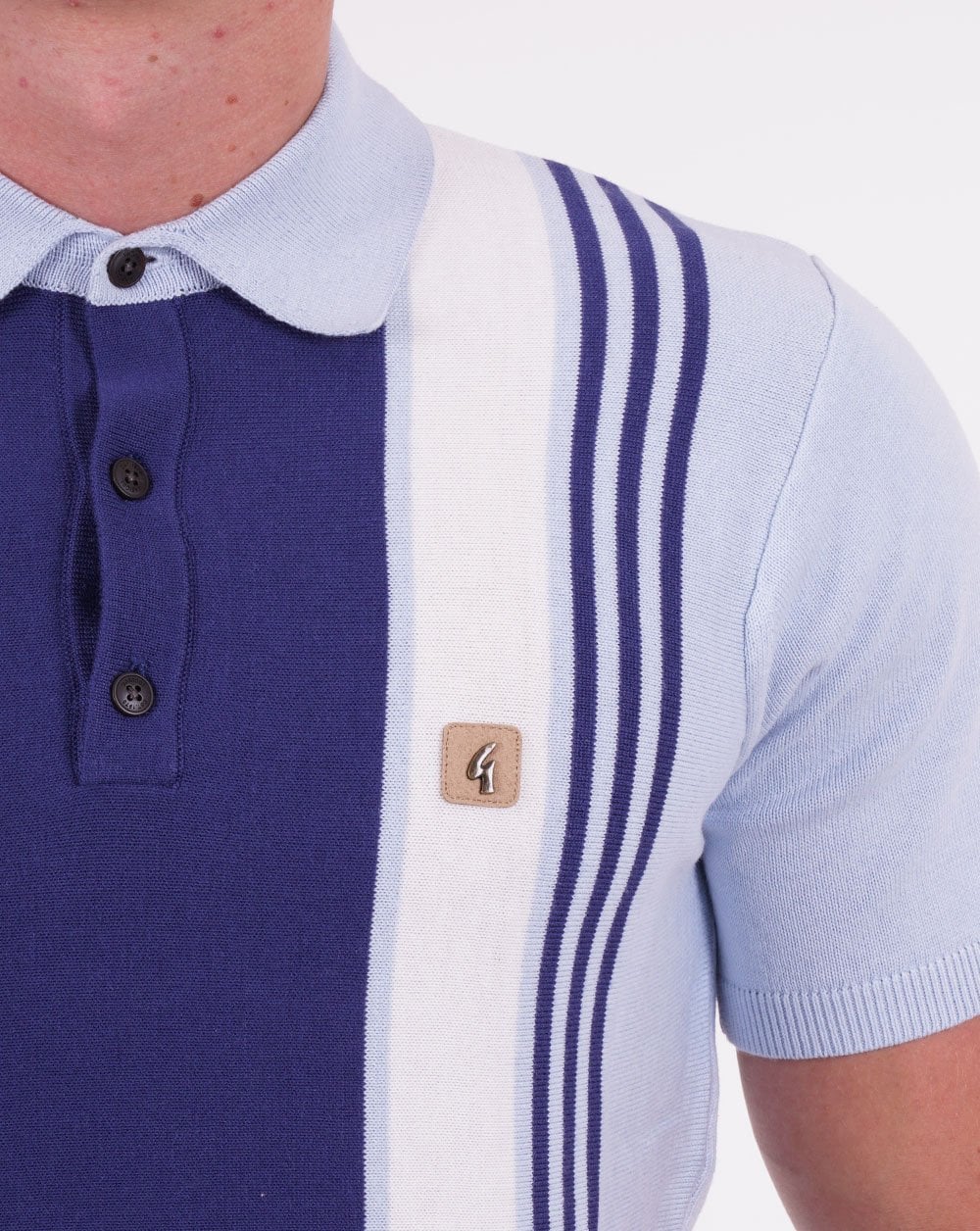 Gabicci Vintage Searle Knitted Polo Shirt Blue
