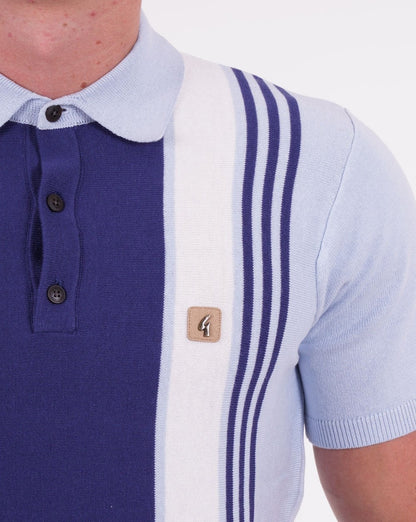 Gabicci Vintage Searle Knitted Polo Shirt Blue