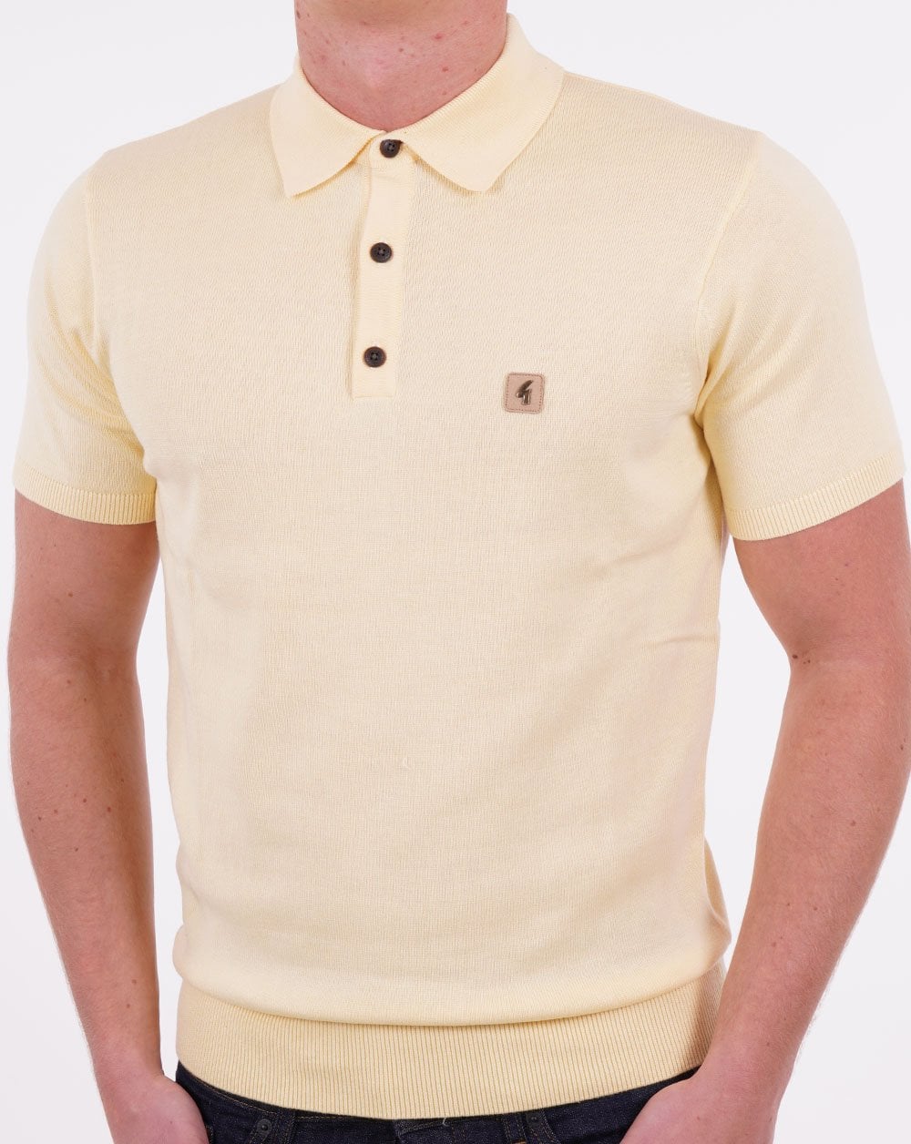 Gabicci Vintage Jackson Knitted Polo Lemon