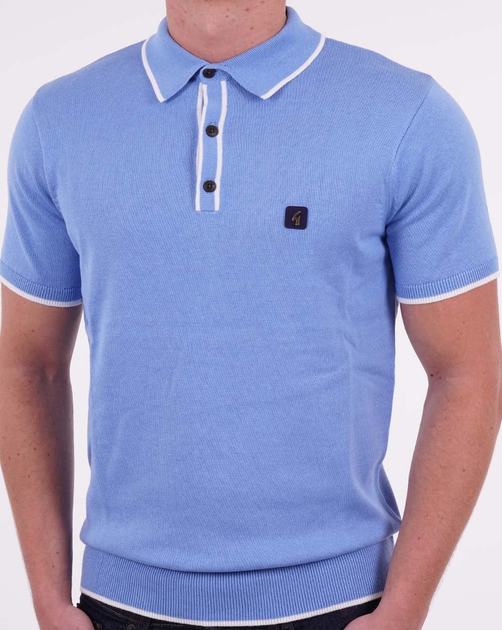 Gabicci Vintage Lineker Knitted Polo Marina Blue