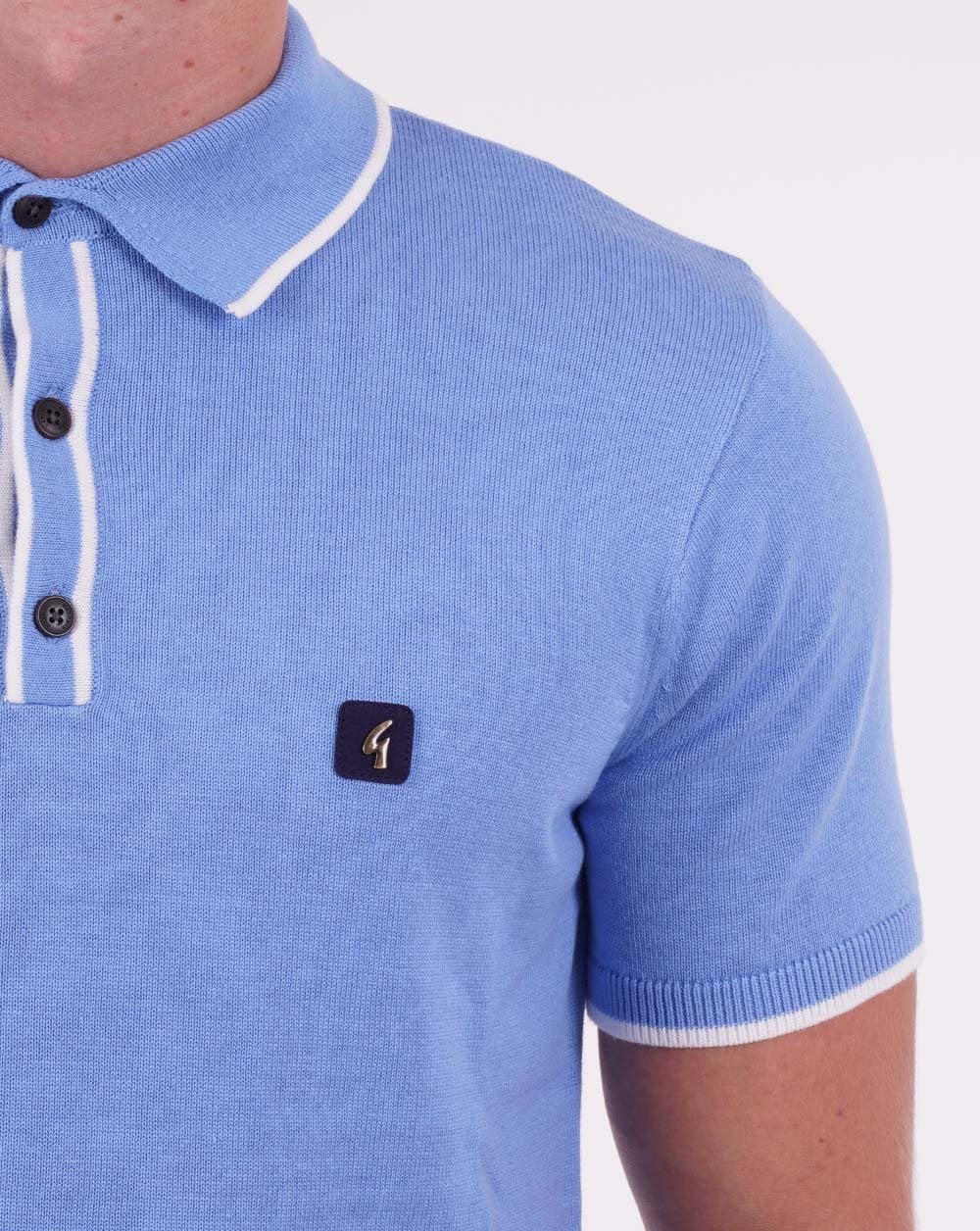 Gabicci Vintage Lineker Knitted Polo Marina Blue