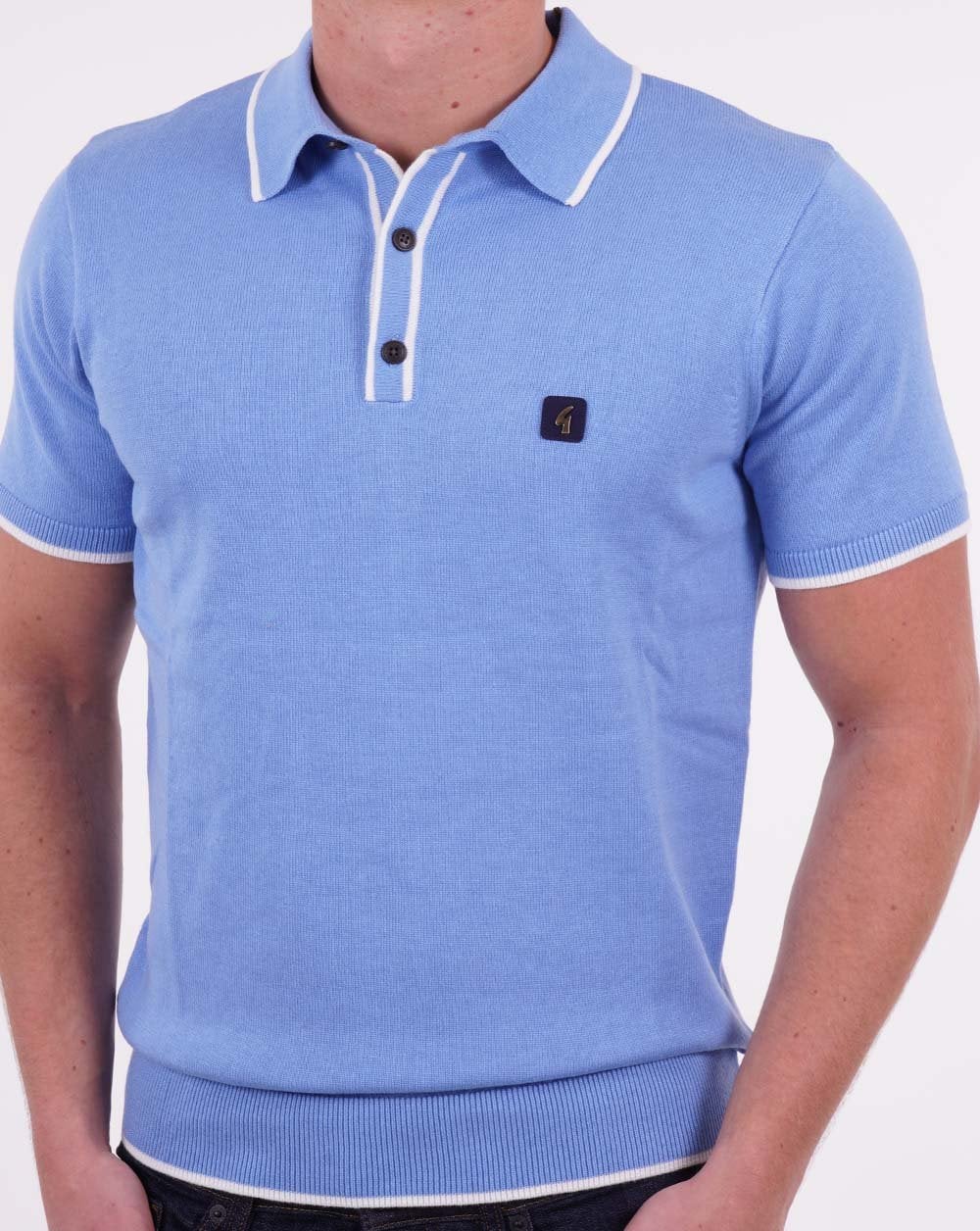 Gabicci Vintage Lineker Knitted Polo Marina Blue