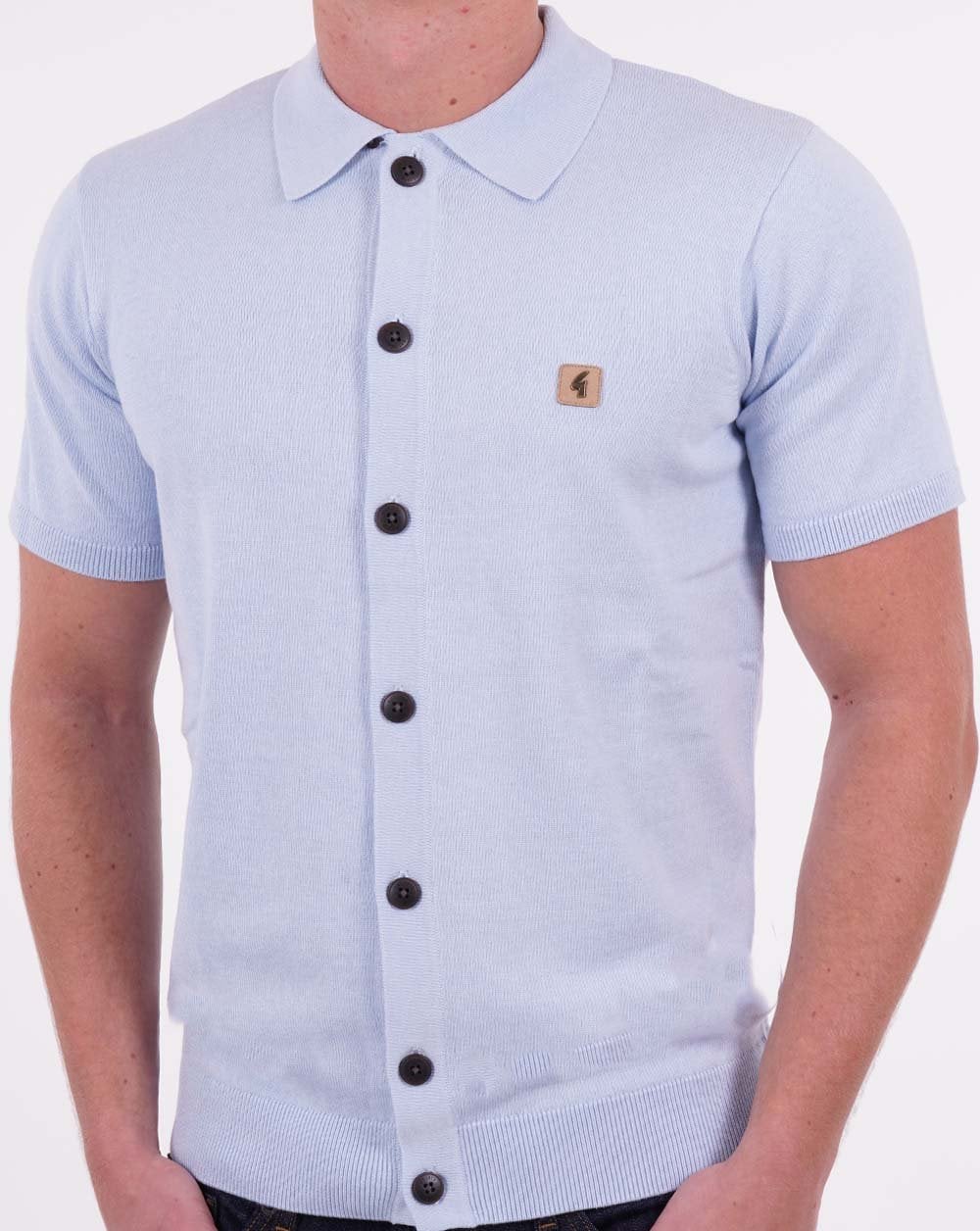 Gabicci Vintage Knitted Cardi Polo Shirt Sky