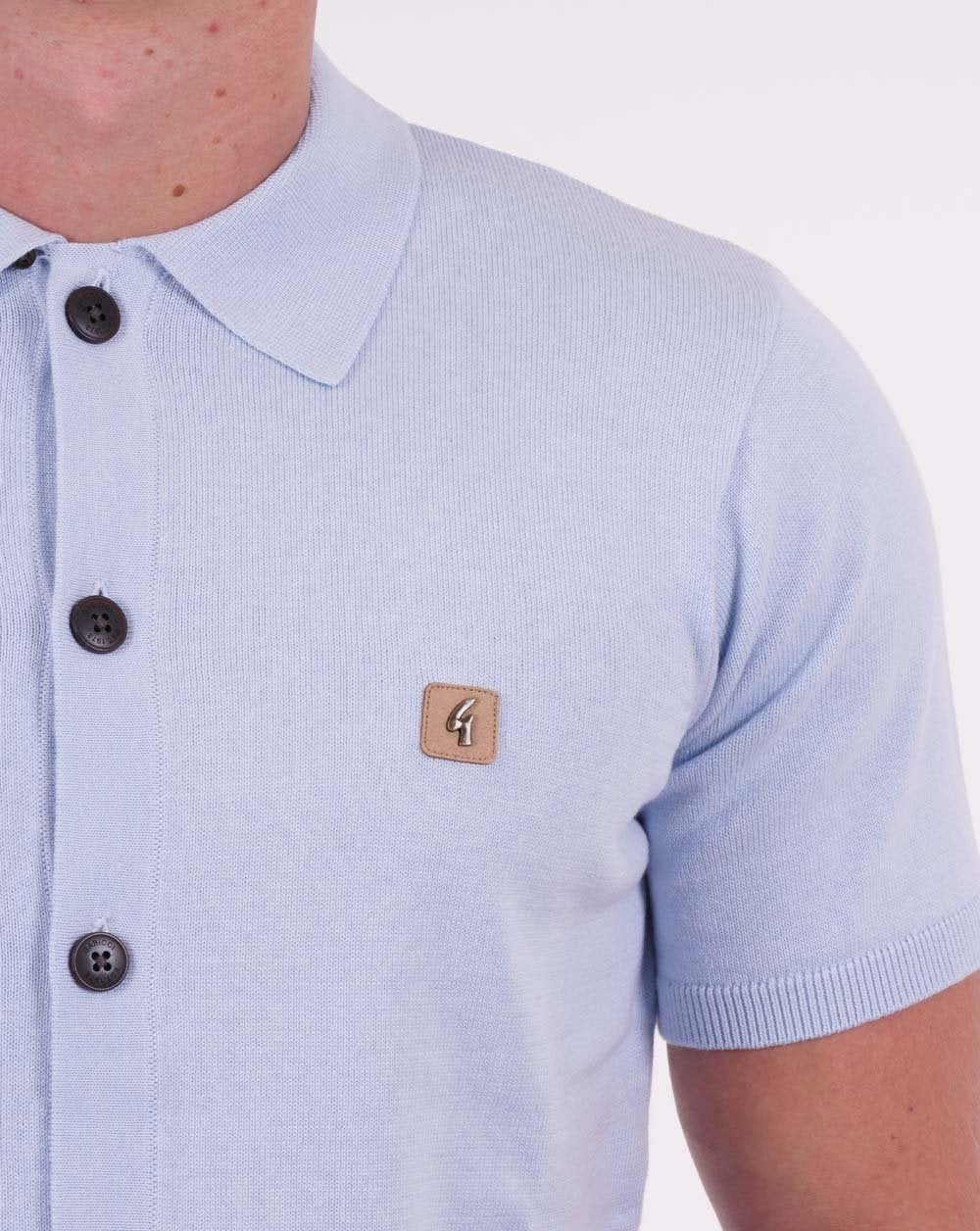Gabicci Vintage Knitted Cardi Polo Shirt Sky