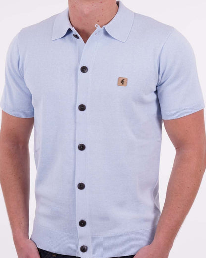 Gabicci Vintage Knitted Cardi Polo Shirt Sky