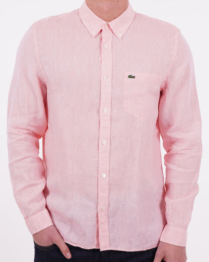 Lacoste Long Sleeve Linen Shirt Pink