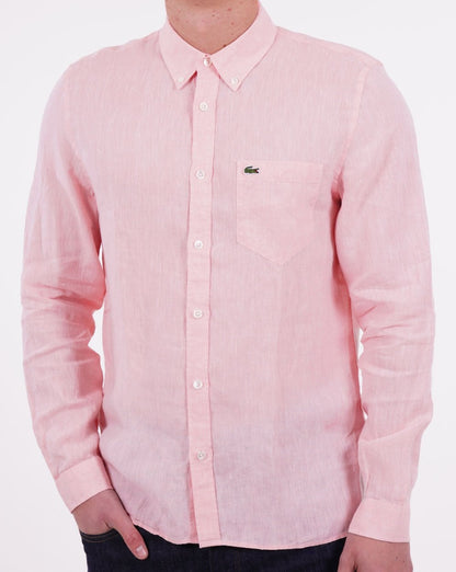 Lacoste Long Sleeve Linen Shirt Pink