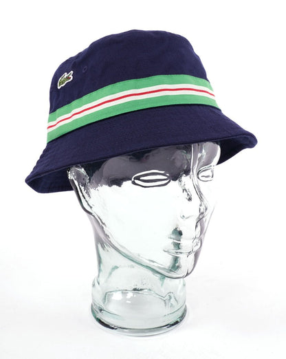 Lacoste Striped Bucket Hat Navy