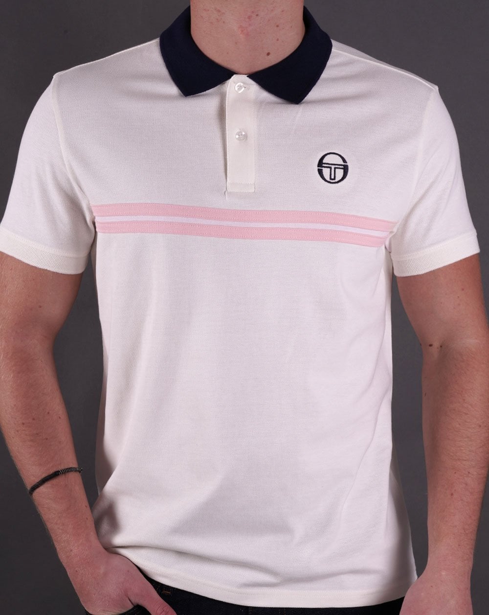 Sergio Tacchini Supermac Polo Shirt Gardenia/Pink/Navy
