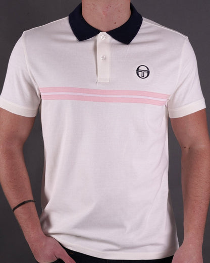 Sergio Tacchini Supermac Polo Shirt Gardenia/Pink/Navy