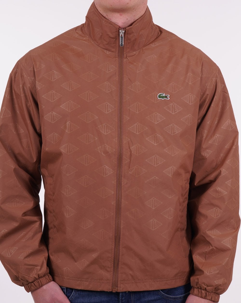 Lacoste Monogram Print Track Jacket Light Brown