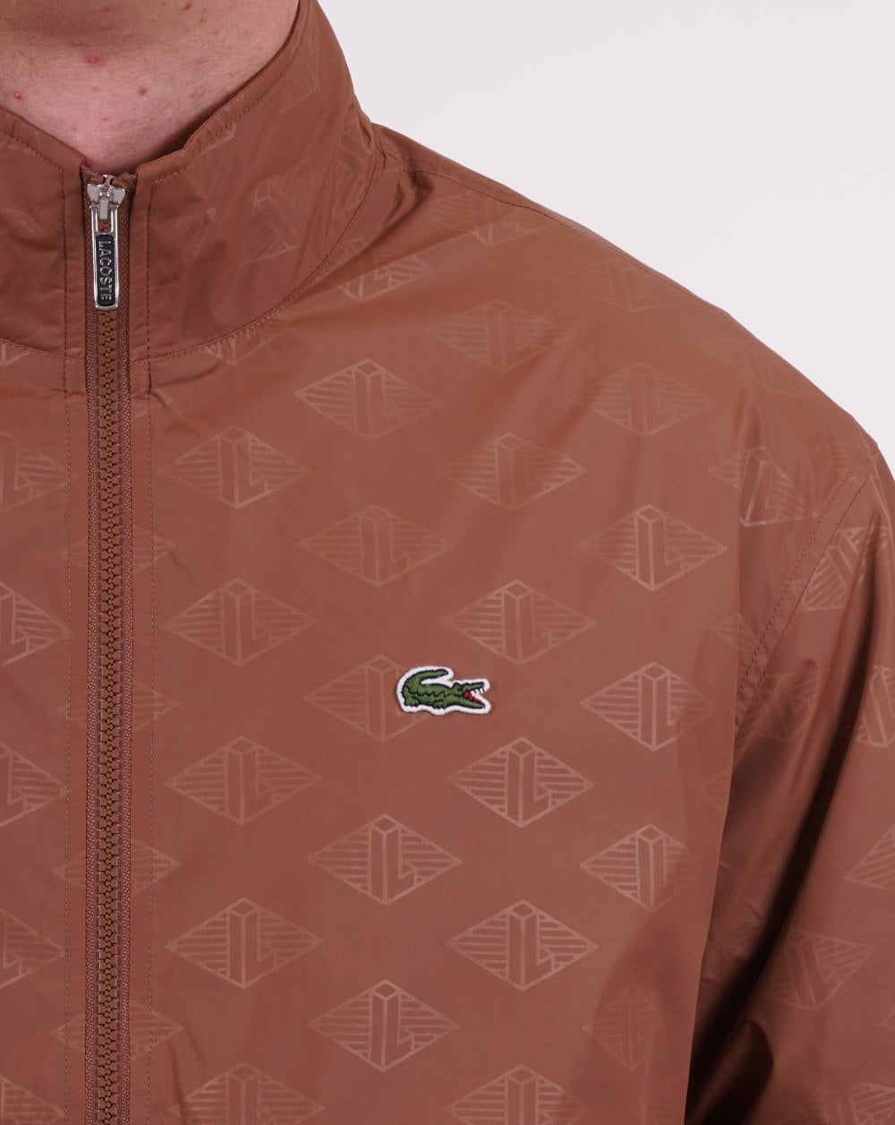 Lacoste Monogram Print Track Jacket Light Brown