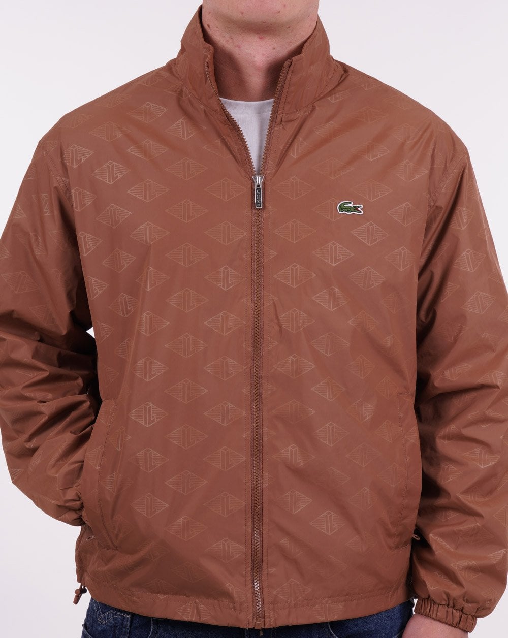 Lacoste Monogram Print Track Jacket Light Brown