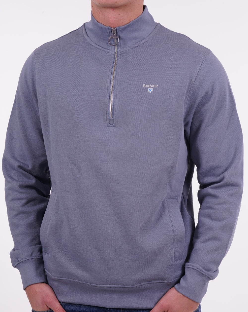 Barbour Rothley Half Zip Sweater Washed Blue
