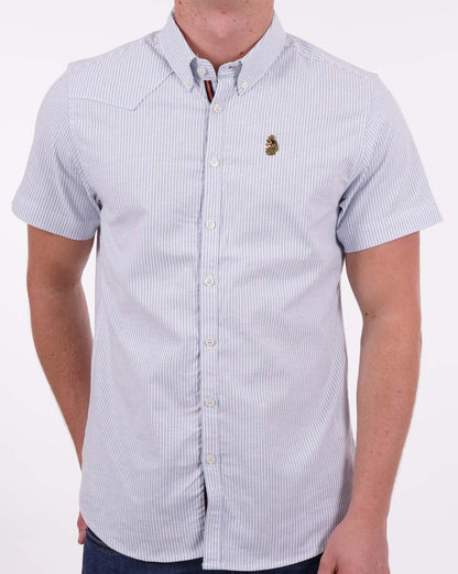 Luke Cambridge Short Sleeve Shirt White/Sky