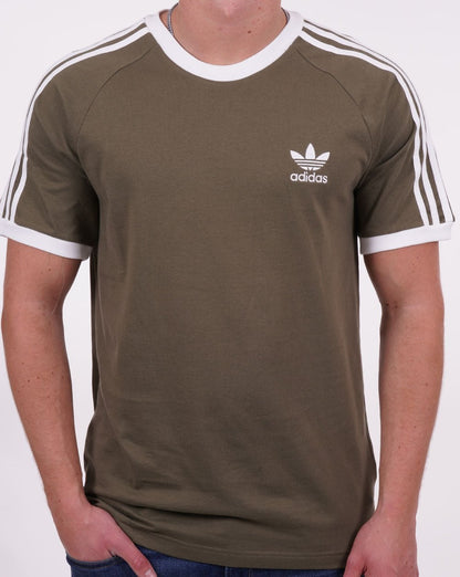 Adidas Originals 3 Stripes T Shirt Olive Green