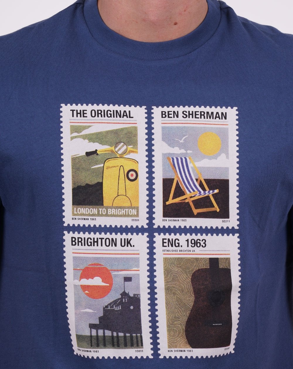 Ben Sherman Travel Stamps T-shirt Blue Denim